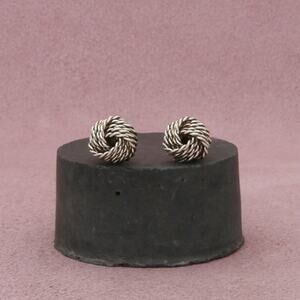 tiffany & co sterling silver somerset braided twist knot stud earrings